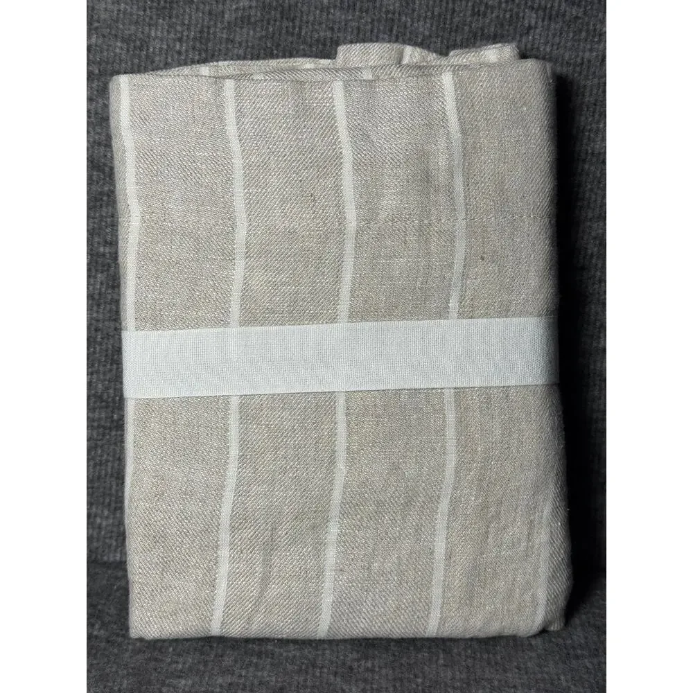 Pottery Barn Belgian Flax Linen Striped Standard Pillow Sham Flax Ivory 26x20